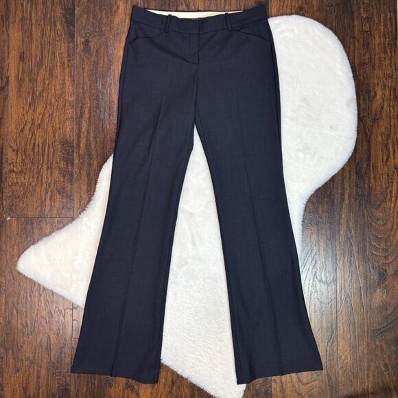 Theory Dress Pants 6 Navy Blue Wool Stretch Trouser Bootcut Max C Tailor Women's - Picture 1 of 11